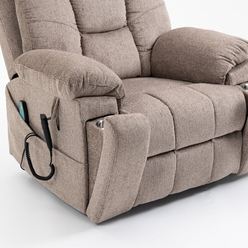 Electric Lift Recliner Chair with Heating and Massage, Power Lift Sofa Chair with 2 Cup Holders, Storage Pocket, 2 remote controls image number 3