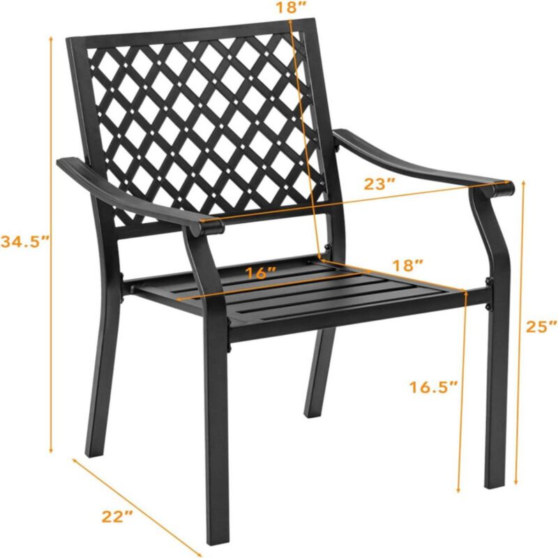 Hivvago Set of 2 Patio Dining Chairs with Curved Armrests and Reinforced Steel Frame