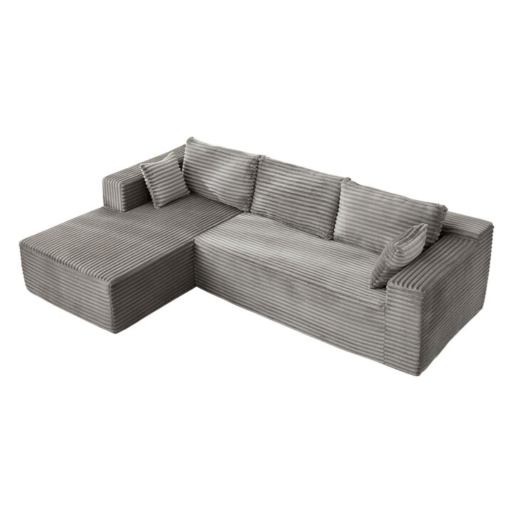 Compression L-Shaped Sofa &ndash; Boneless Sectional Couch with Deep Seat & Chaise