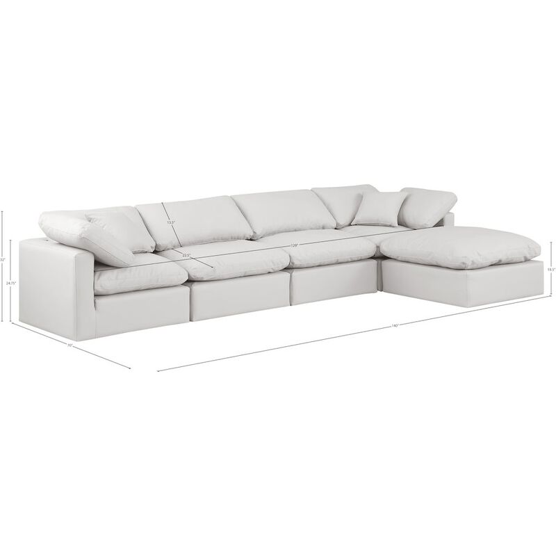 Meridian Furniture Indulge Cream Vegan Leather Modular Sectional
