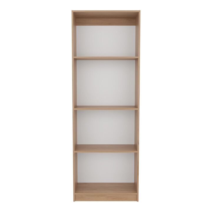 Vinton Bookcase with Spacious Tier-Shelving Design, Natural Oak / White
