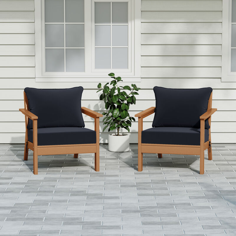 WestinTrends Outdoor Modern HDPE Patio Club Chairs with Deep Seat Cushions (Set of 2) image number 1