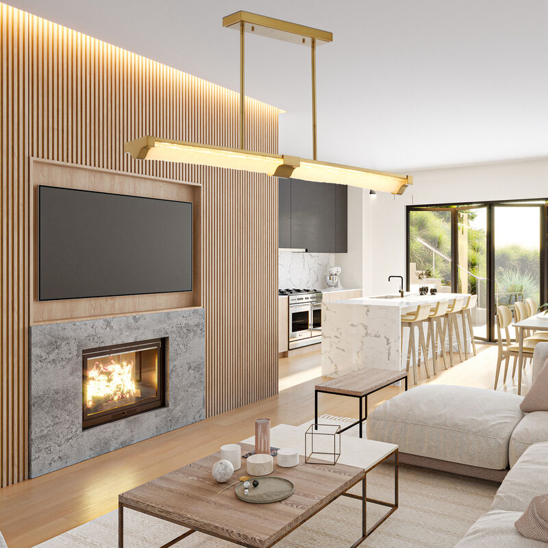 49.6 in. Gold Pendant Light with Glass Shade