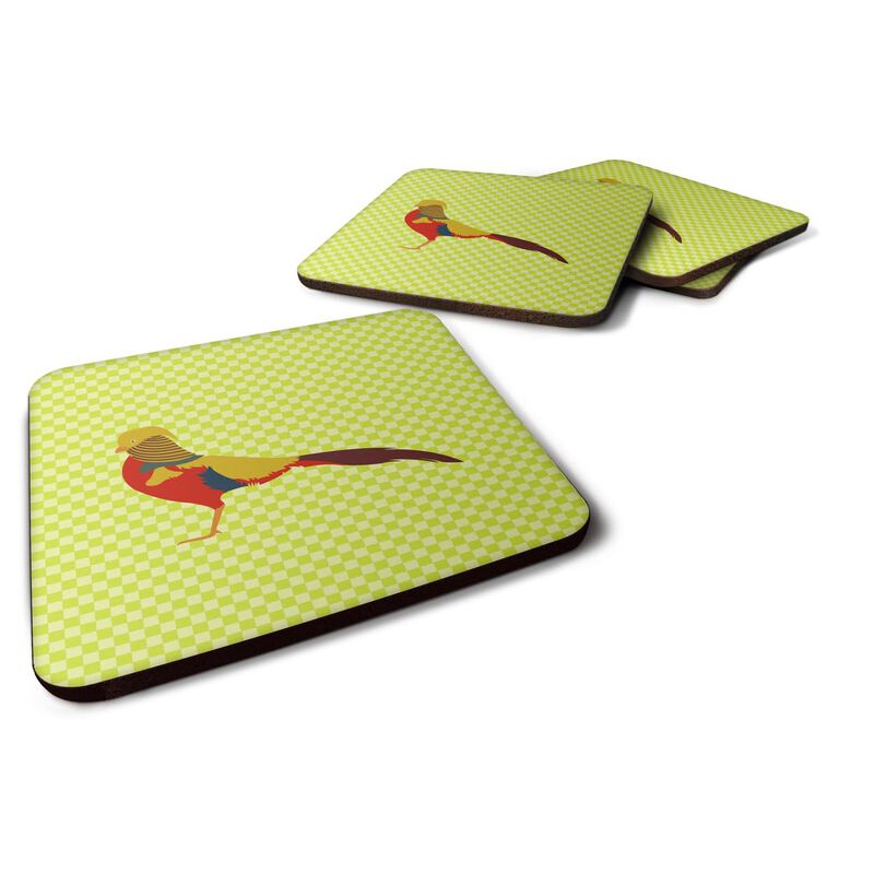 Caroline's Treasures Golden or Chinese Pheasant Green Decorative coasters, 3.5, Multicolor