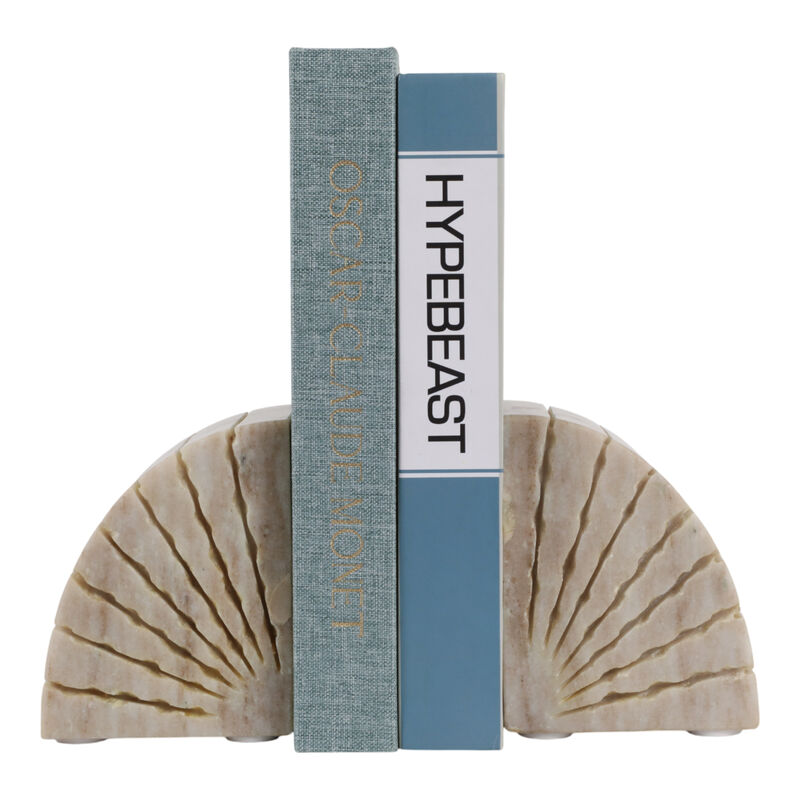 S/2 5" Marble Bookends, Tan image number 1