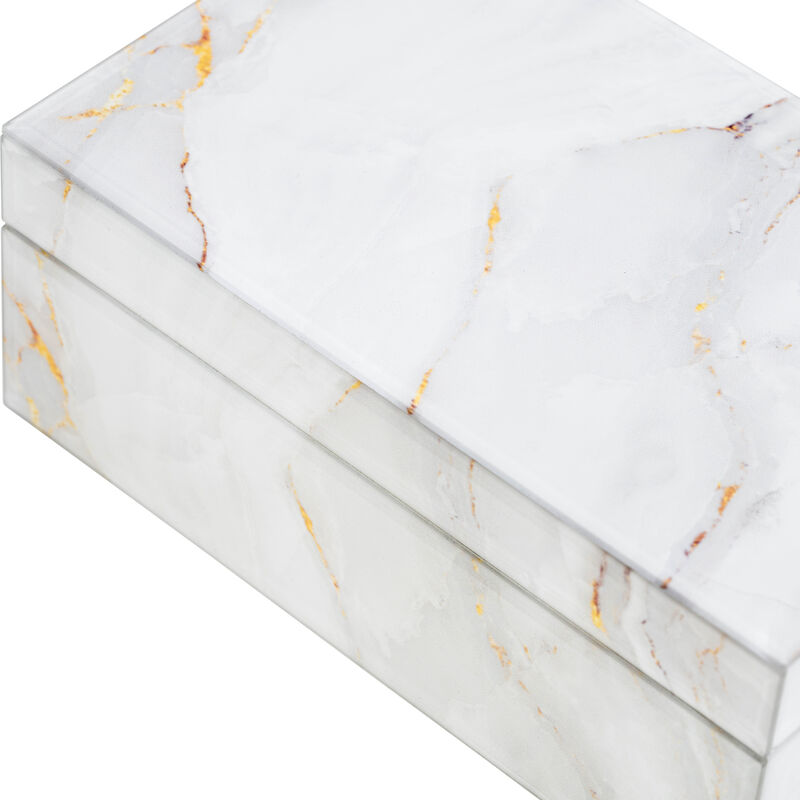 White & Gold Wood Decorative Box