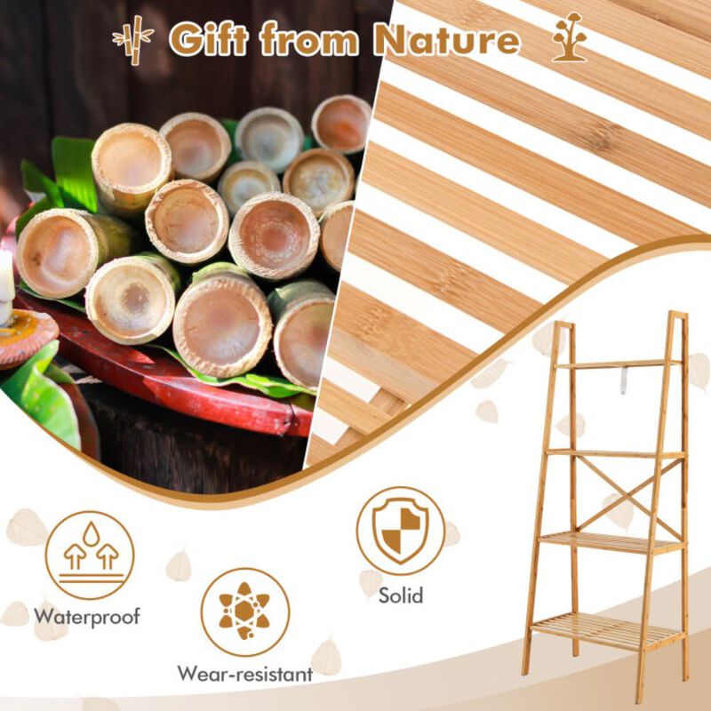 Hivvago 58 Inch 4-Tier Bamboo Ladder Bookshelf