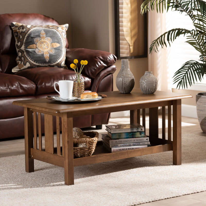 Baxton Studio Rylie Traditional Walnut Brown Finished Rectangular Wood Coffee Table