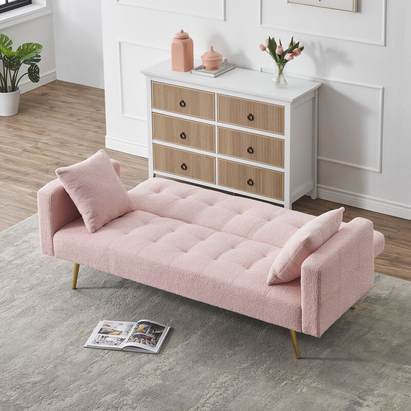 Merax 3 Seater Leather Feel Convertible Sofa Bed Futons image number 3
