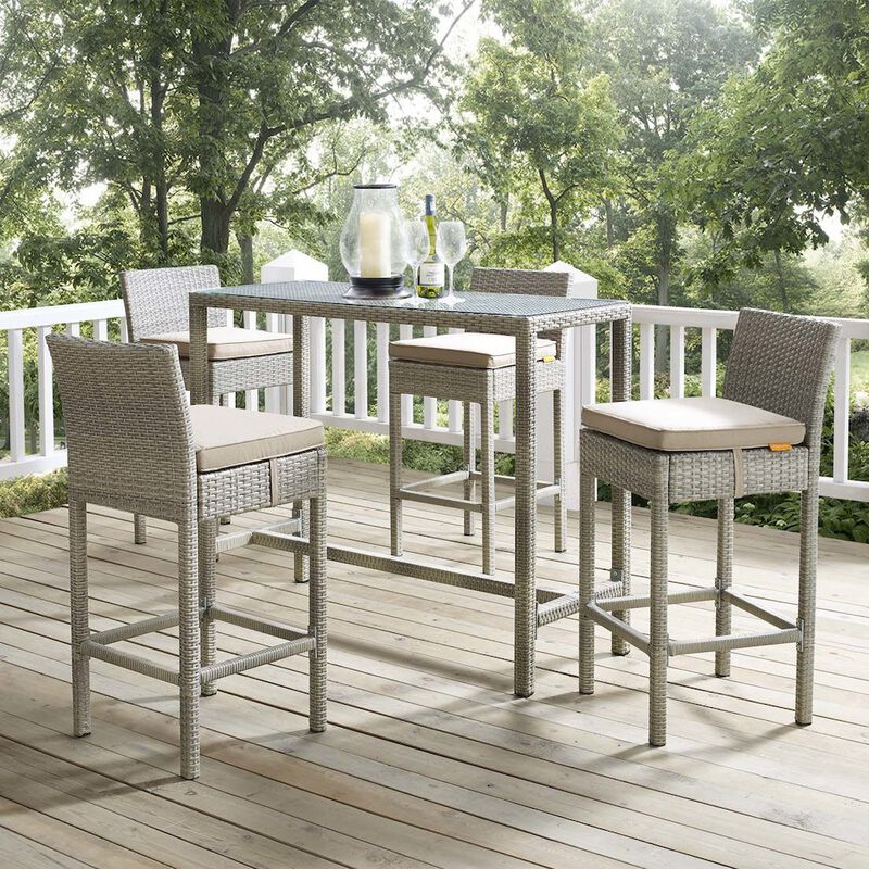 Conduit Outdoor Patio Wicker Rattan Bar Stool Set of 4 image number 4
