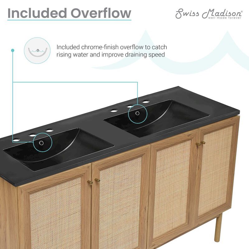 60" Freestanding Bathroom Vanity with 3-Hole Widespread Sink Top image number 3