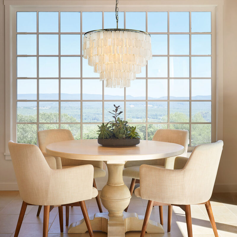 Modern Coastal Capiz Tiered Chandelier image number 3