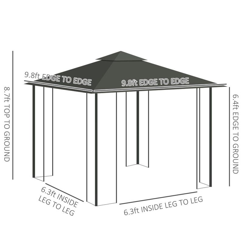 Hivvago 10' x 10' Double Roof Gazebo with Netting image number 2
