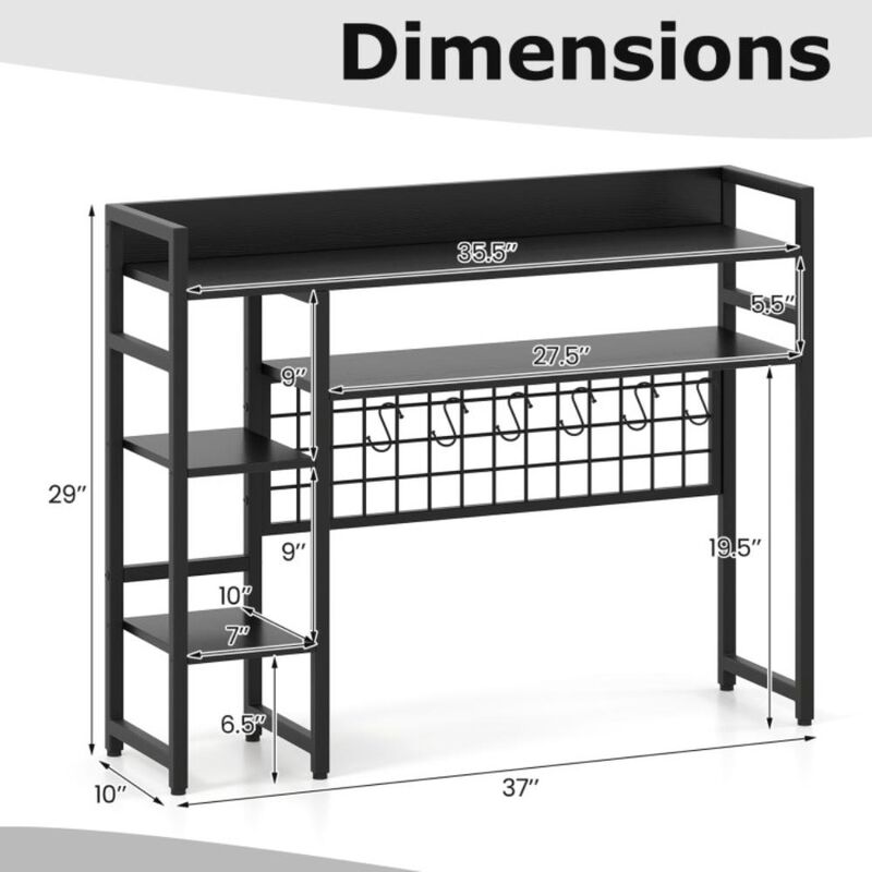 Hivvago 4-Tier Desk Shelf Desktop Display Rack with Metal Grid Panel and 6 Hooks