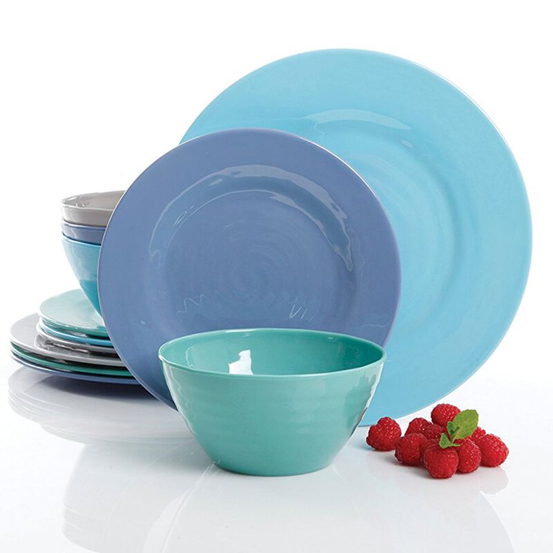 Gibson Home Brist 12 Piece Dinnerware Set in 4 Assorted Colors
