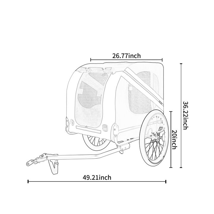 66LB Capacity All-Terrain Folding Dog Bike Trailer-Steel Frame for Cycling & Camping