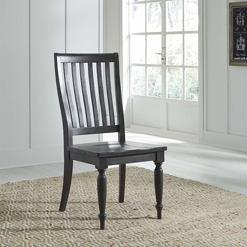 Liberty Furniture Harvest Home Slat Back Side Chair (RTA)-Set of 2 in Chalkboard image number 6