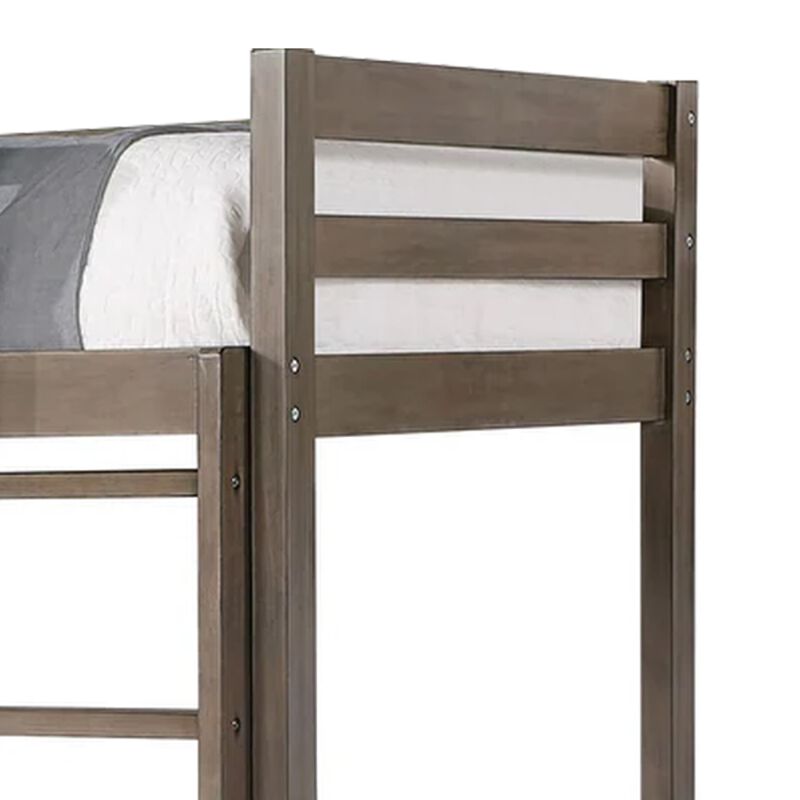 Cally Twin Loft Bed with Workstation Storage and Guardrails, Gray image number 1
