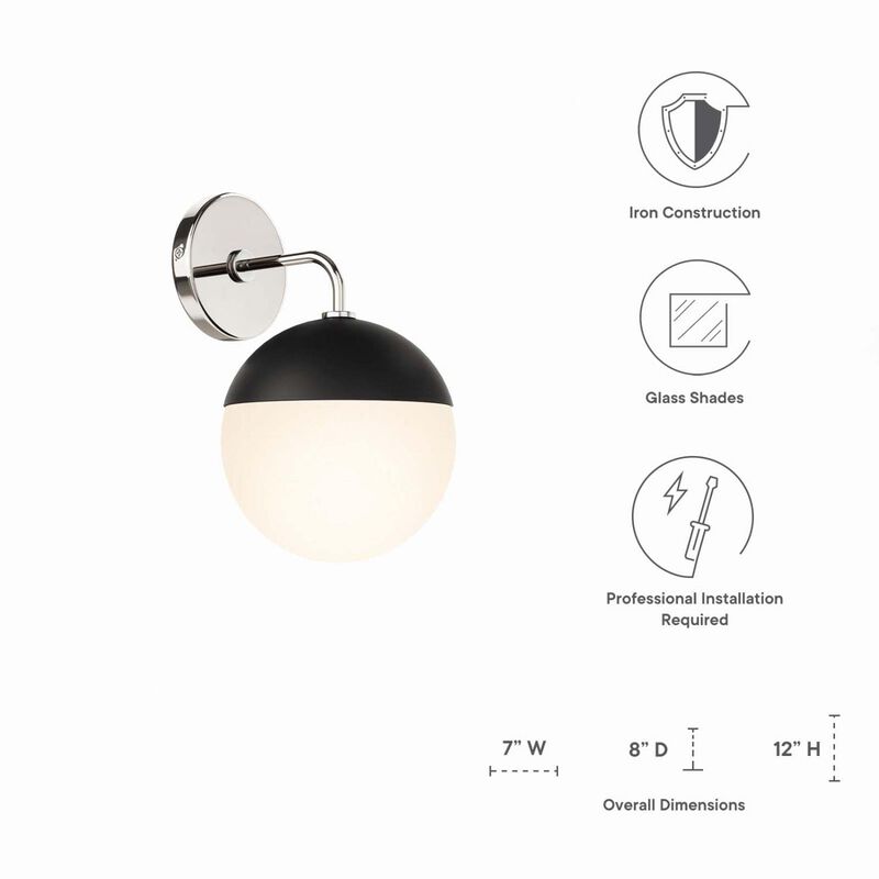 Modway Stellar 1-Light Wall Sconce in Opal Polished Nickel, Silver, 8 x 7 x 12 image number 7