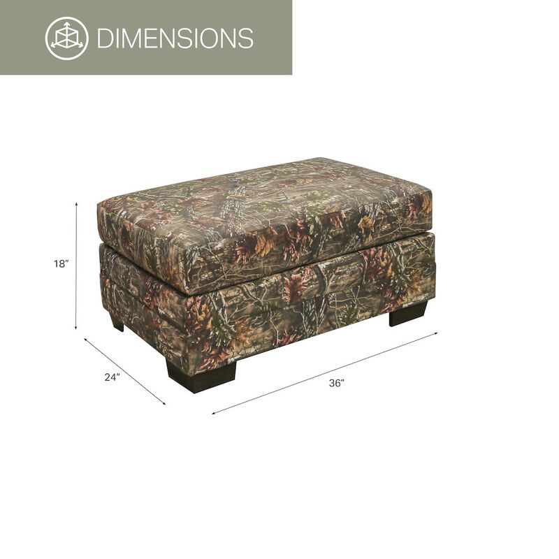 American Furniture Classics Rectangular Upholstered Ottoman in Superflauge Camo Fabric
