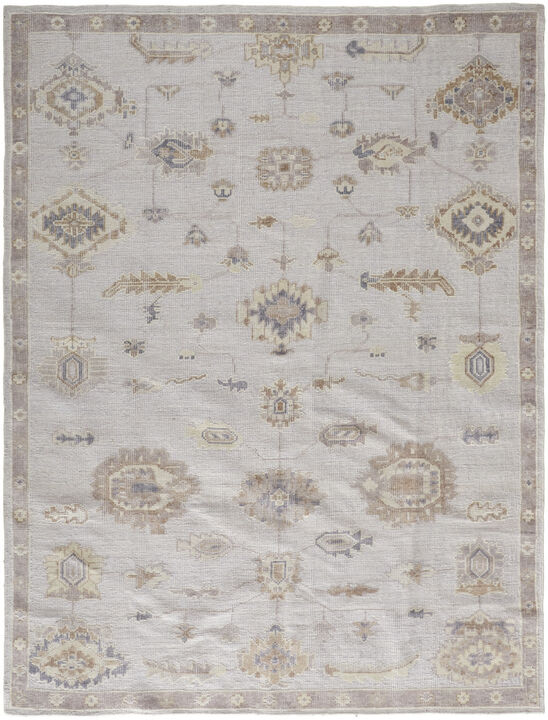 5 X 8 Ivory And Orange Floral Hand Knotted Stain Resistant Area Rug