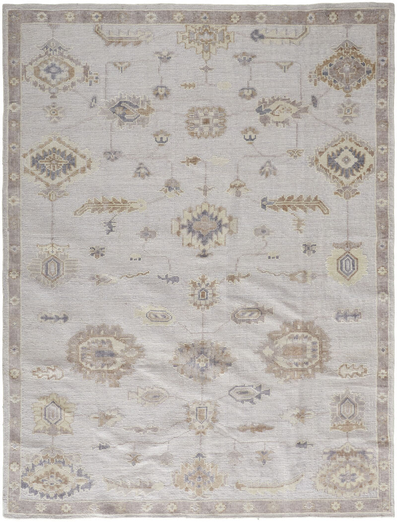 5 X 8 Ivory And Orange Floral Hand Knotted Stain Resistant Area Rug image number 0