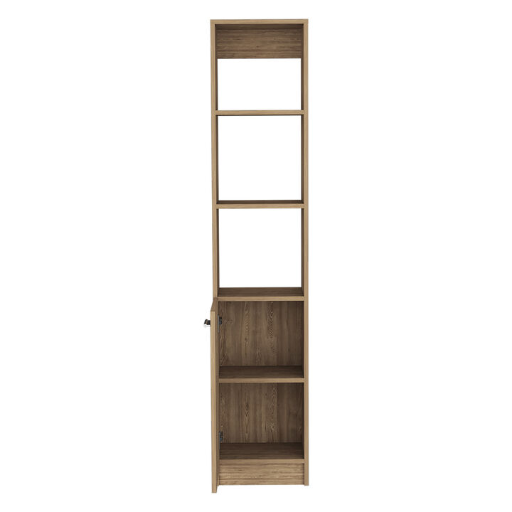 DEPOT E-SHOP Leben Linen Single Door Cabinet, Three External Shelves, Two Interior Shelves, Black