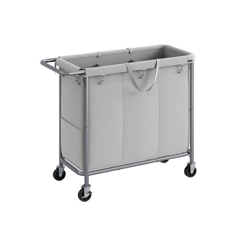200L Laundry Sorter Cart &ndash; 3-Compartment Rolling Hamper with Removable Liners and Frame
