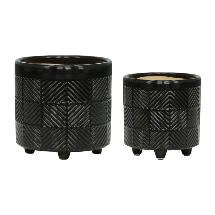 S/2 6/8" Textured Planters