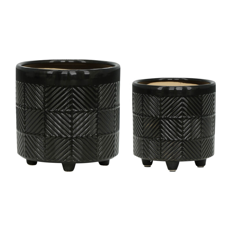 S/2 6/8" Textured Planters image number 0