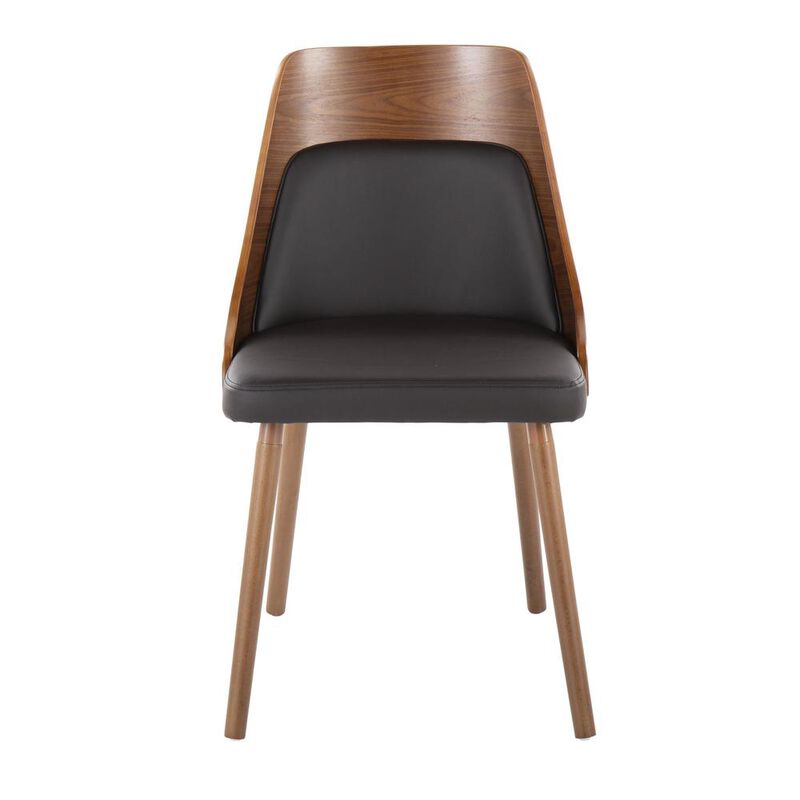 LumiSource Walnut Wood, Brown PU Anabelle Chair (Set of 2)