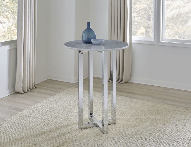Amalfi 32 inch Round Carrara Marble Top Bar Table