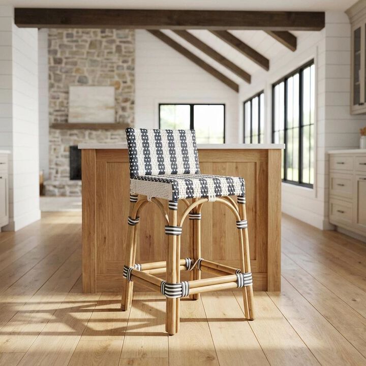Starlight Canyon Home Rattan Low Back Counter Stool, Transitional Bar Stool for Dining Rooms
