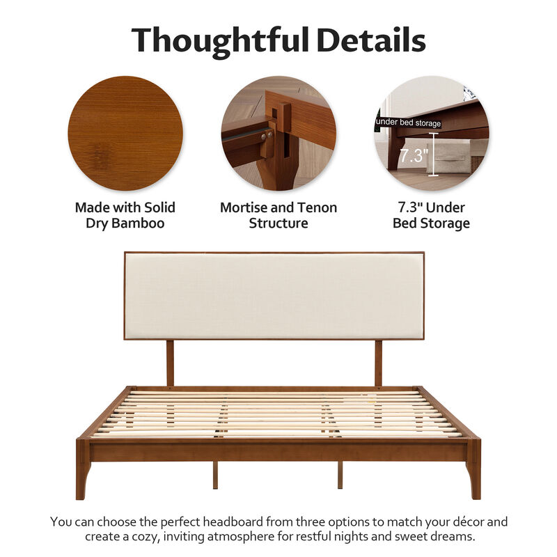 Merax Solid Platform Bed  with Headboard image number 4