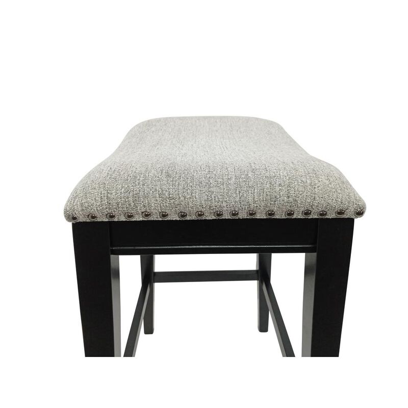 Carolina Living Sawyer 30 Saddle Barstool - Set of 2 - Antique Black- Grey Chenille Upholstery