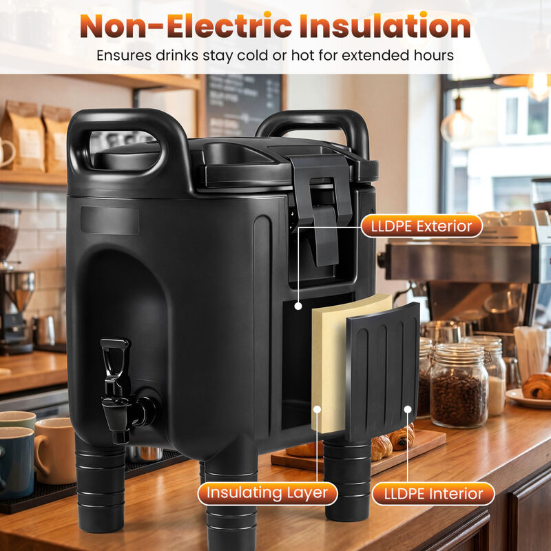 Portable Insulated Beverage Dispenser with Handles and Two Stage Faucet for Parties-Black image number 3