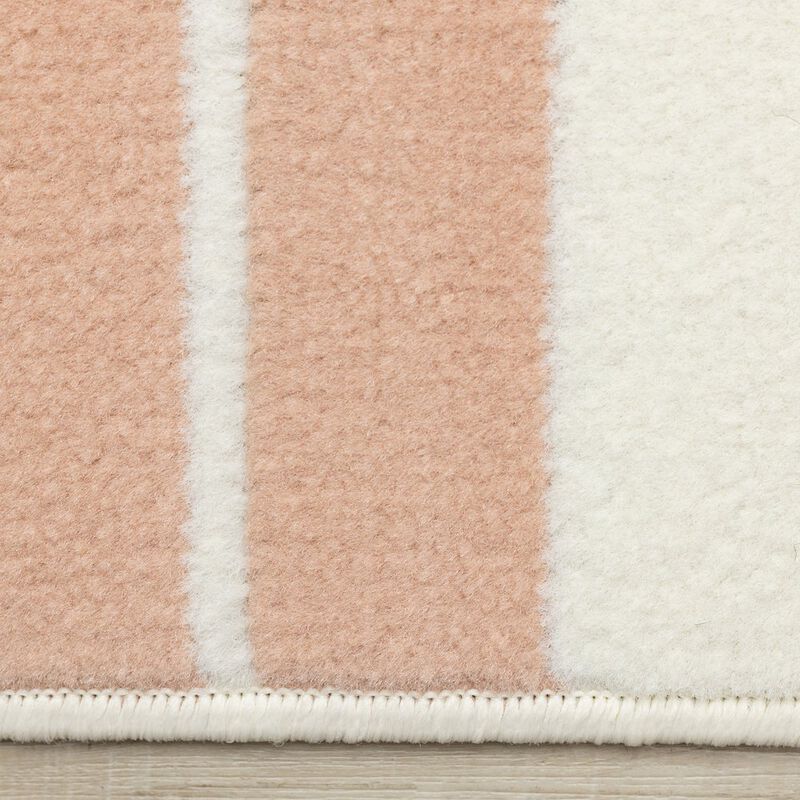 Novelle Home Functional Style Pink Grey White Modern Lines Rug, 5'3 x 7'5 image number 1