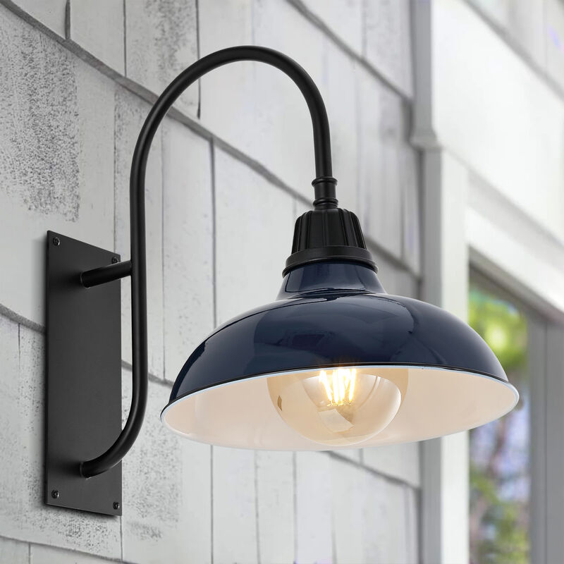 Stanley 12.25" 1-Light Farmhouse Industrial Indoor/Outdoor Iron LED Gooseneck Arm Outdoor Sconce