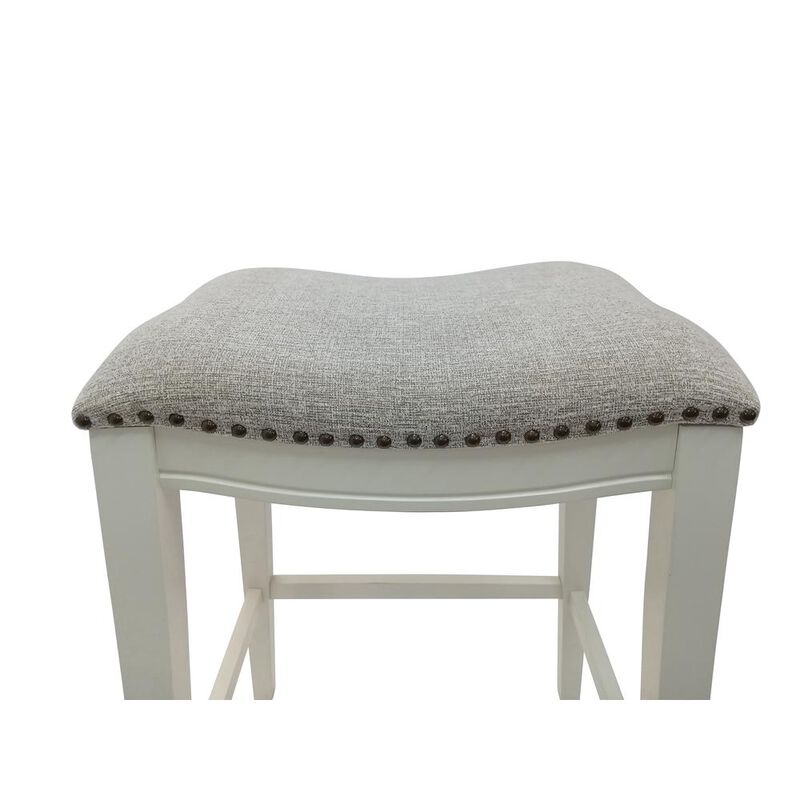 Carolina Living 30 Saddle Barstool - Set of 2 - Missouri White - Fawn Chenille Upholstery