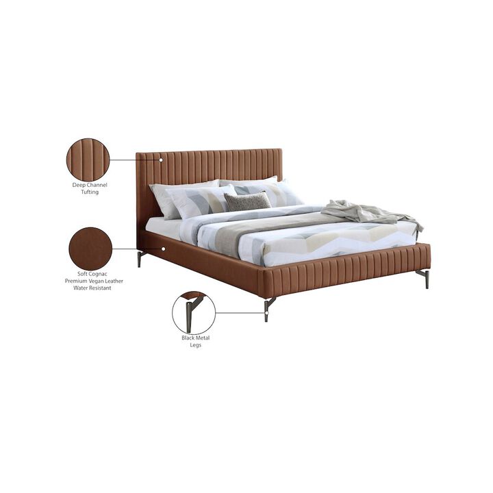 Meridian Furniture Gallo Cognac Vegan Leather Full Bed