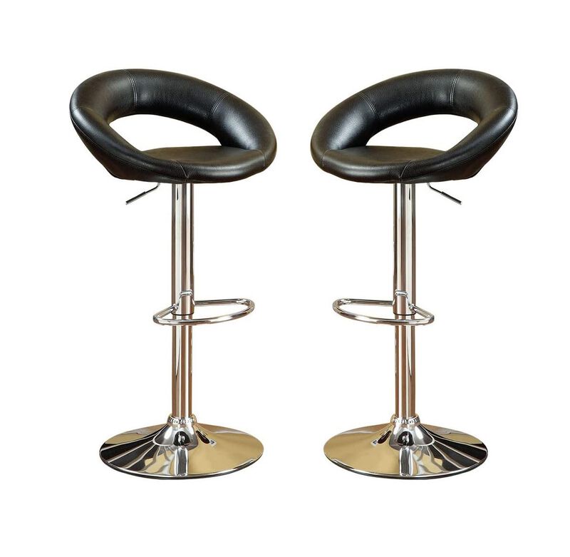 Streamdale Adjustable Height Swivel Chairs Set, Faux Leather, Chrome Base