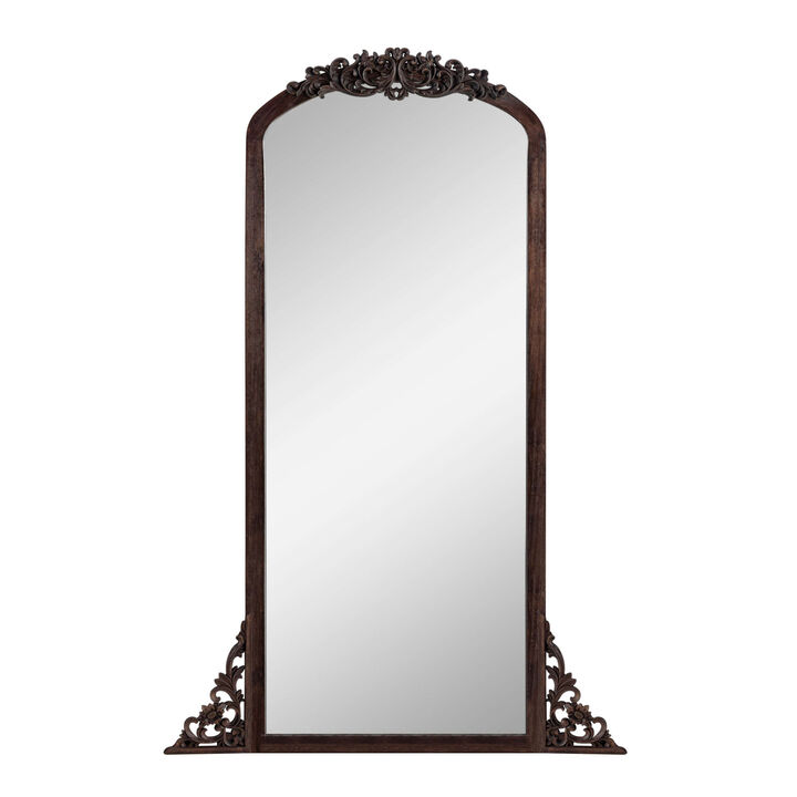 HomeRoots 64" Brown Solid Wood Framed Full Length Mirror