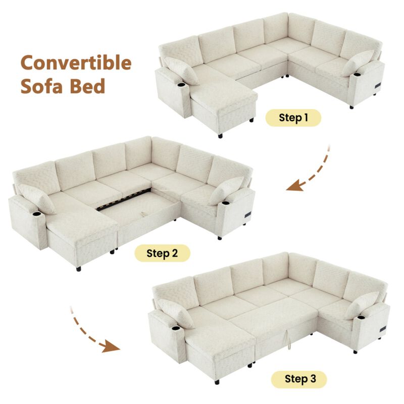 Zornug  Convertible L-Shaped Sectional Sofa Bed image number 6