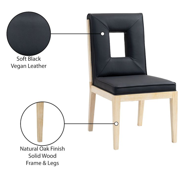 Meridian Furniture Gwendolyn Black Vegan Leather Dining Side Chair, Set of 2