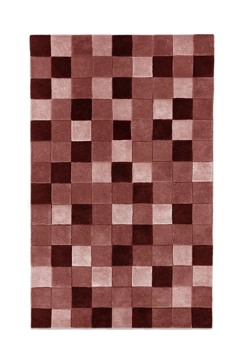 Jubi Burgundy Checkered Hand Tufted Wool Rug image number 0