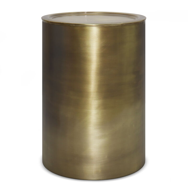 Corbin Industrial 16 inch Wide Metal Metal Side Table in Antique Gold , Fully Assembled