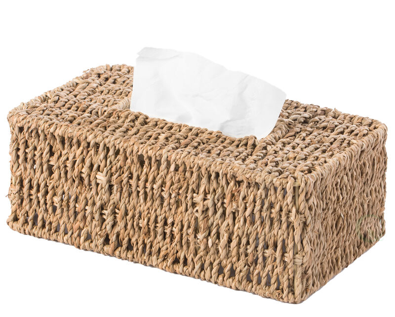 Natural Woven Seagrass Wicker Square Tissue Box Cover Holder