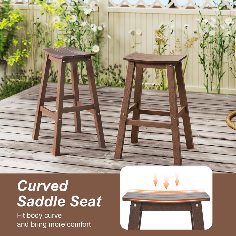 HDPE Armless Patio Bar Stools Set – Saddle Seat Outdoor Counter Chairs
