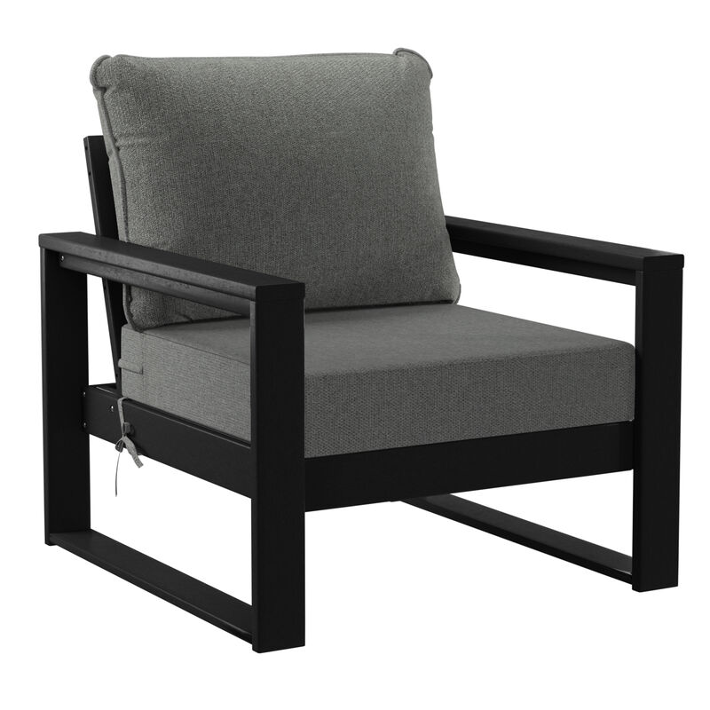 WestinTrends Outdoor Modern HDPE Patio Club Chair with Waterproof Deep Seat Cushions (Set of 2)