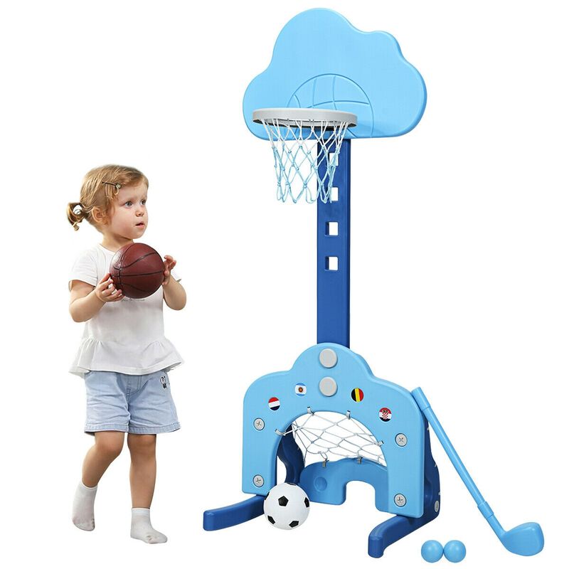 3-in-1 Adjustable Basketball Hoop Set for Kids with Balls, Height Adjustable Indoor Outdoor Playset image number 3